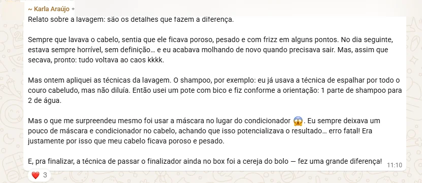Depoimento de aluna
